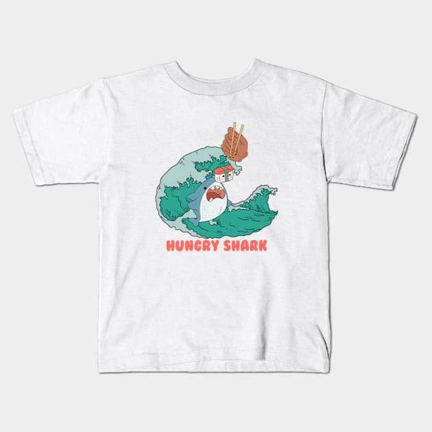 Hungry Shark Kids T-Shirt by Oiyo